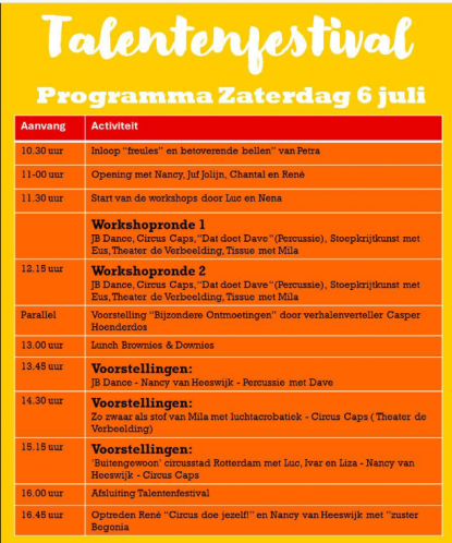 Het programma van het Talentenfestival